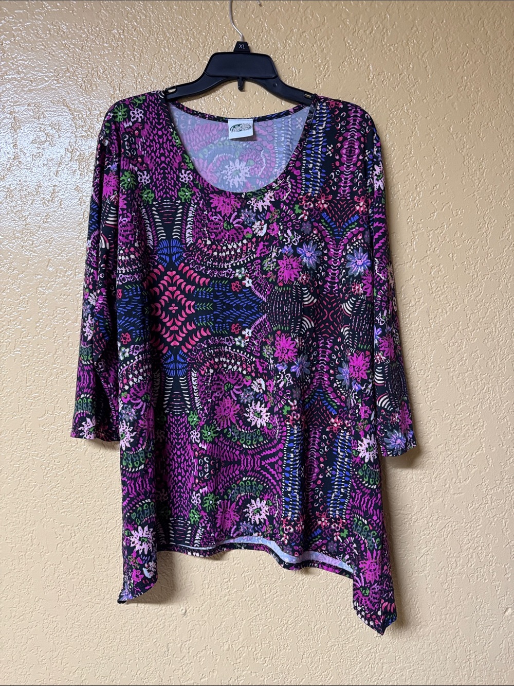 Women’s Floral Scoop Neck Tunic Top - Purple Multi
